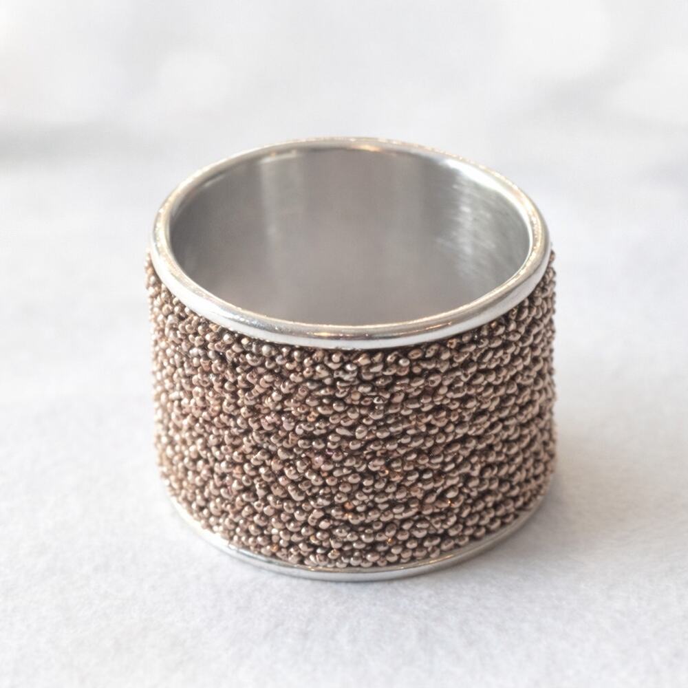 Dyadema 925 Sterling Silver Vermeil Textured Wide Band Ring Size 7
